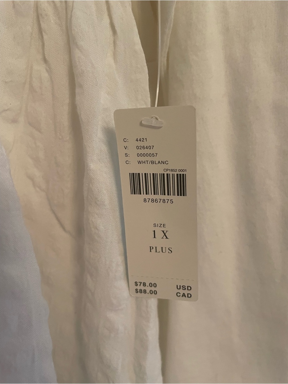 NWT Anthropologie Pilcro White V-Neck Gathered Babydoll Tunic plus size 1X - Picture 4 of 9